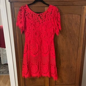 Lulu's Vibrant Red Lace Mini Dress